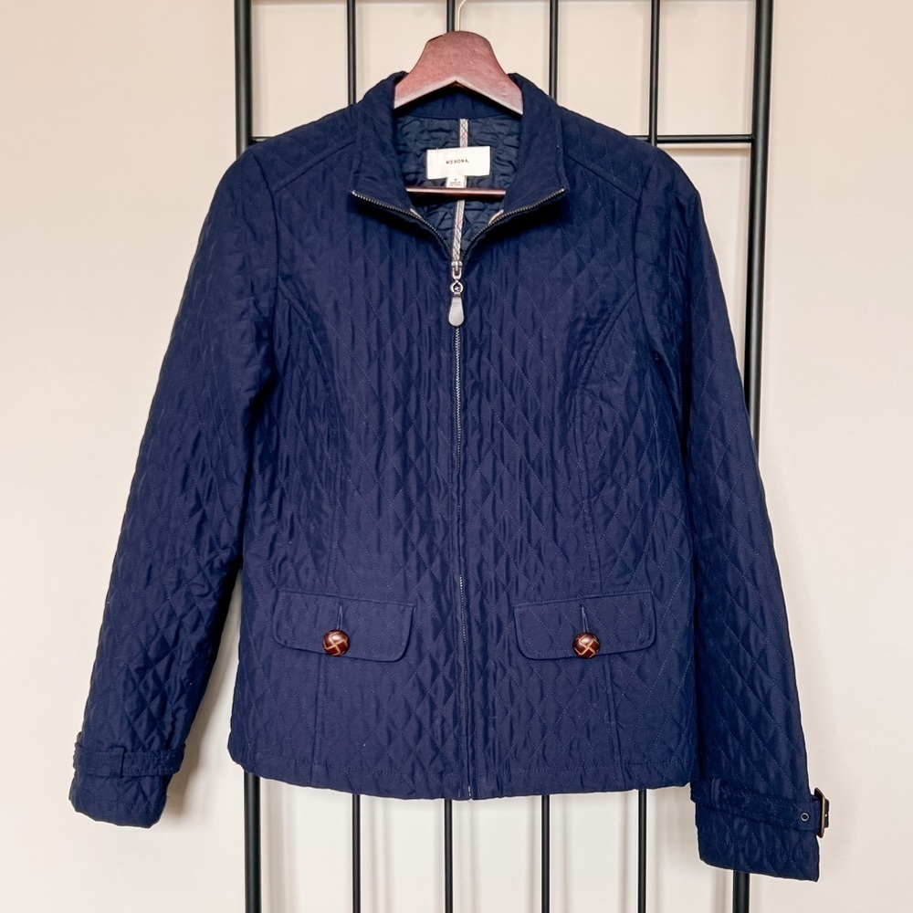 Merona Navy Quilted Jacket Sz S